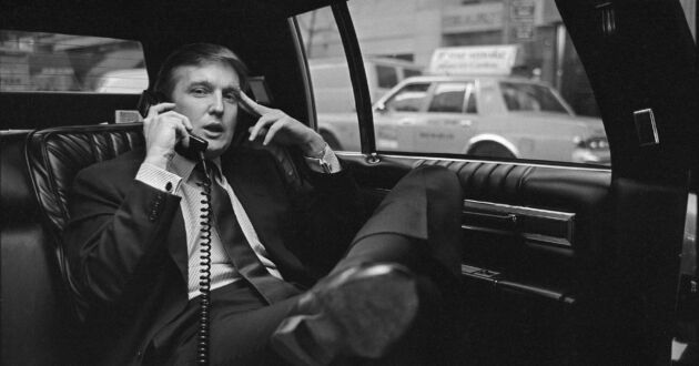 Donald Trump on the phone in his car